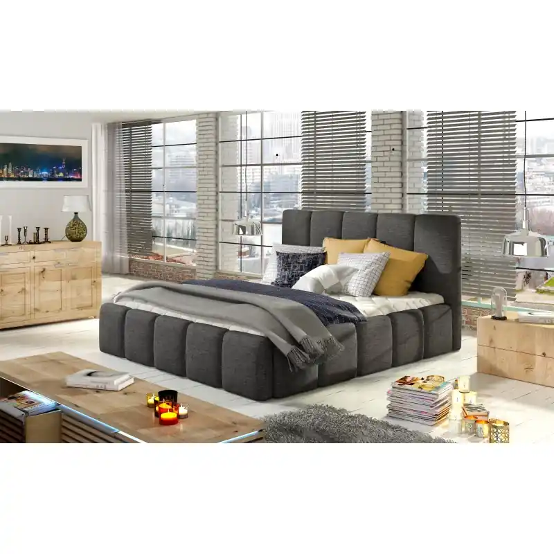 Ověřený Manželská čalouněná postel 160x200 DOLVERO 3 - tmavě šedá