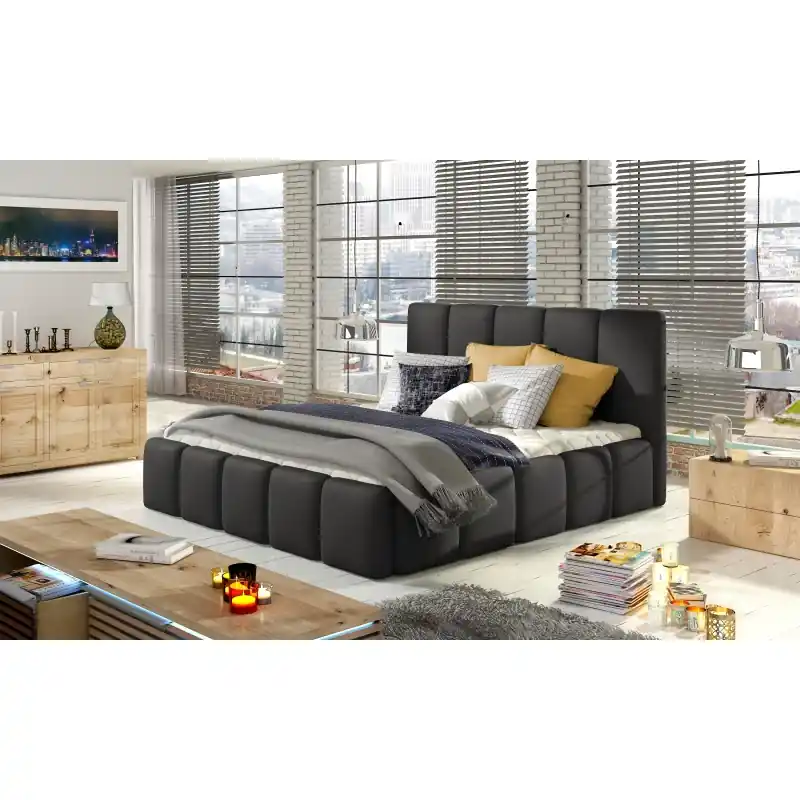 Manželská čalouněná postel 180x200 DOLVERO 3 - černá eko kůže Must-Have