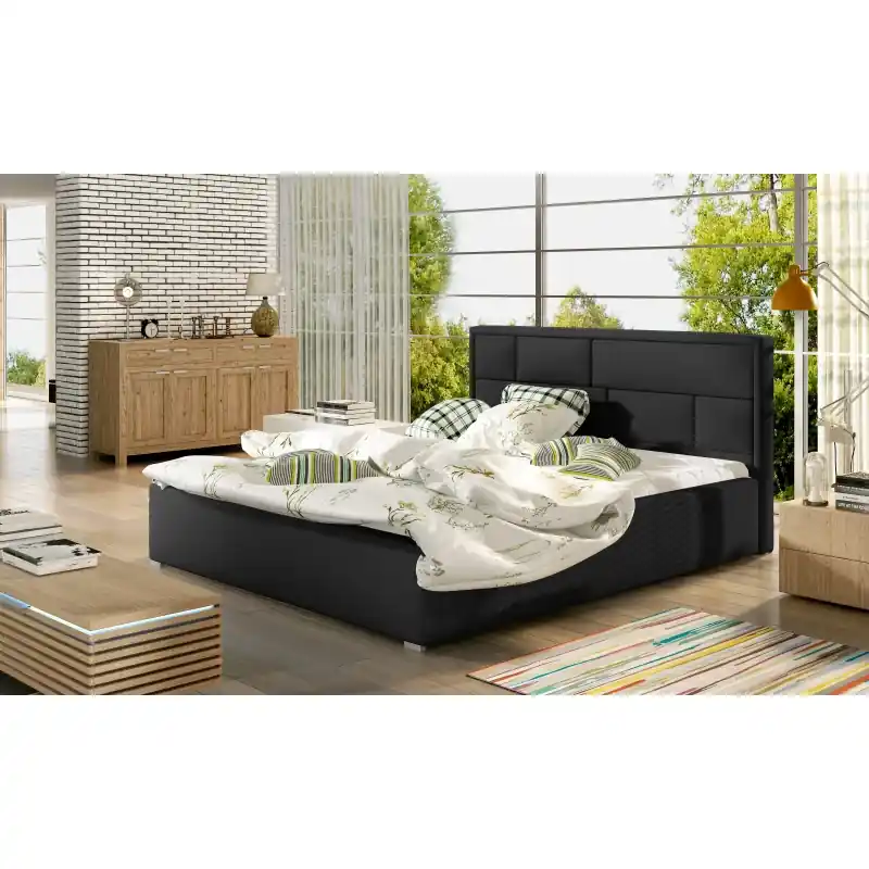 Manželská čalouněná postel 180x200 LUXERIO 1 - černá eko kůže Ověřený