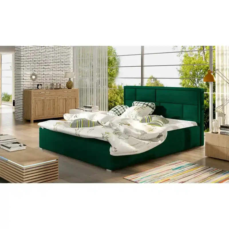 Manželská čalouněná postel 160x200 LUXERIO 1 - zelená Nízká Cena