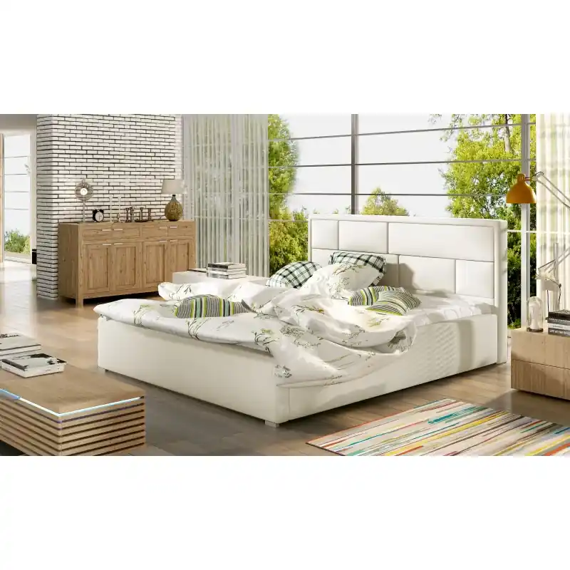 Vrácení Zdarma Manželská čalouněná postel 140x200 LUXERIO 1 - béžová eko kůže