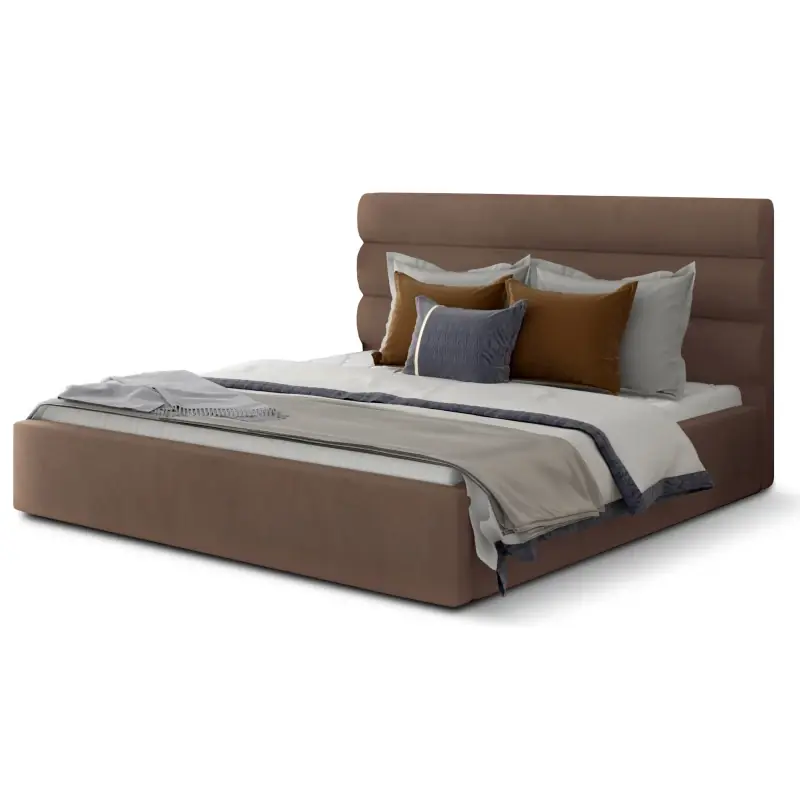 Super Cena Manželská čalouněná postel 180x200 LUNESTO 1 - tmavě hnědá