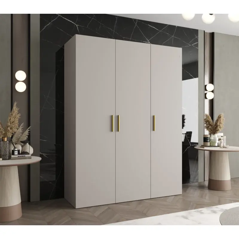 Prostorná šatní skříň HELMA 1 150 cm - kašmír / zlaté úchyty Must-Have