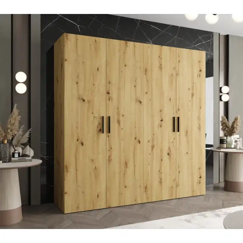 Prostorná šatní skříň HELMA 1 200 cm - dub artisan / černé úchyty Ověřený