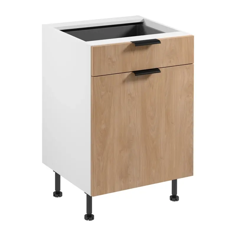 Akce Dolní skříňka se šuplíkem SALERNO - šířka 60 cm, bílá / dub + příborník ZDARMA