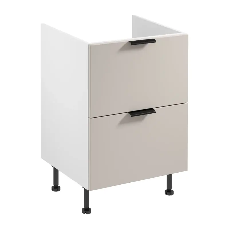 Levný Spodní šuplíková kuchyňská skříňka SALERNO - šířka 60 cm, bílá / béžová