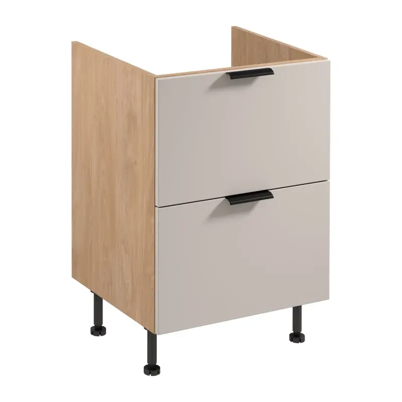 Výprodej Spodní šuplíková kuchyňská skříňka SALERNO - šířka 60 cm, dub / béžová