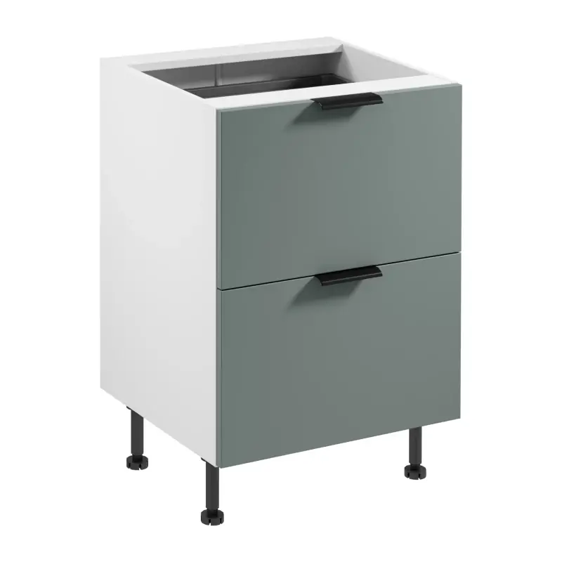 Ověřený Dolní šuplíková skříňka SALERNO - šířka 60 cm, bílá / zelená + příborník ZDARMA