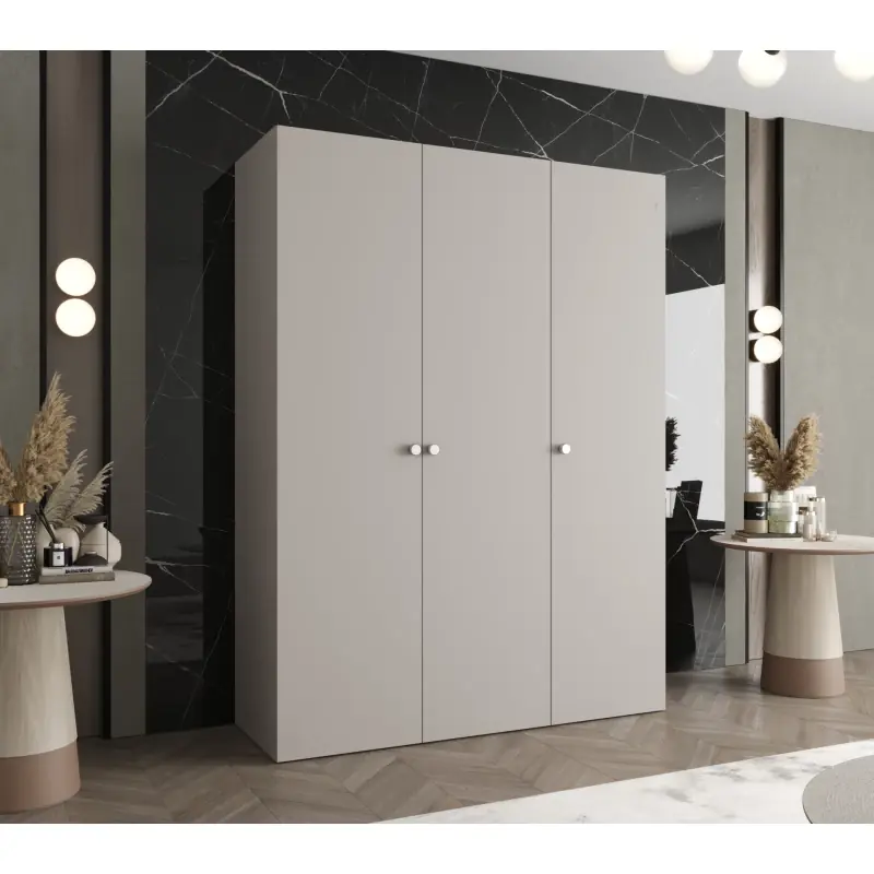 Elegantní šatní skříň CAITIR 1 150 cm - kašmír / stříbrné úchyty Víkendová Akce