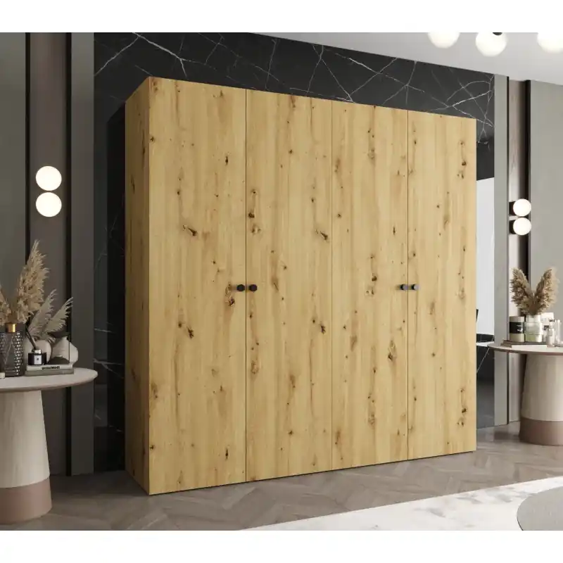 Elegantní šatní skříň CAITIR 1 200 cm - dub artisan / černé úchyty Oblíbený