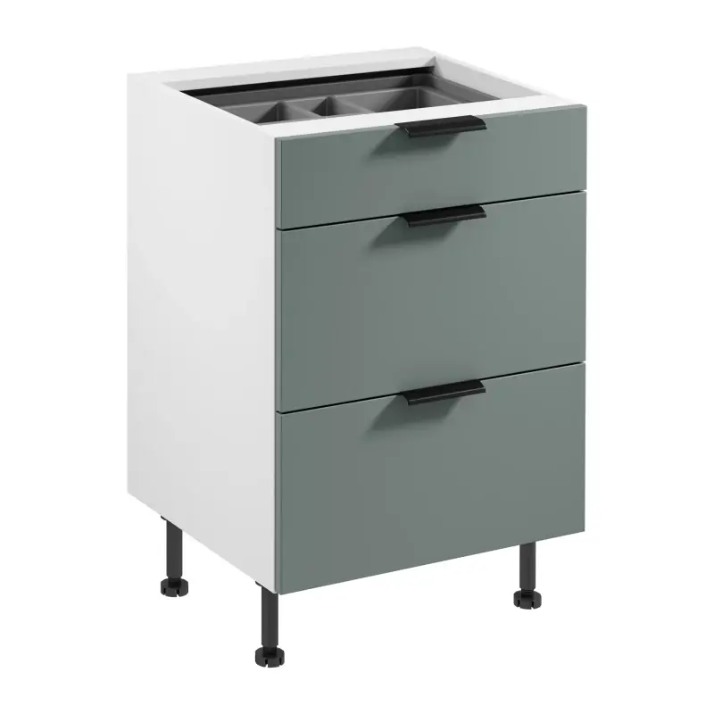 Objednat Nyní Šuplíková kuchyňská skříňka SALERNO - šířka 60 cm, bílá / zelená + příborník ZDARMA