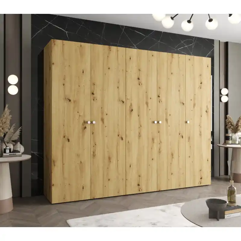 Koupit Online Elegantní šatní skříň CAITIR 1 250 cm - dub artisan / stříbrné úchyty