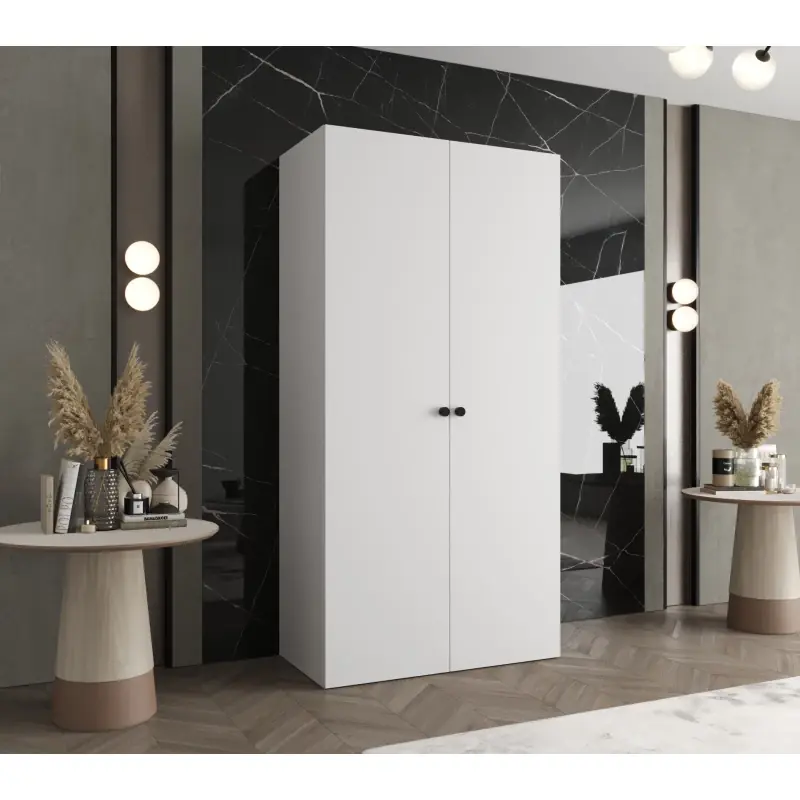 Nejlepší Cena Elegantní šatní skříň CAITIR 1 100 cm - bílá / černé úchyty