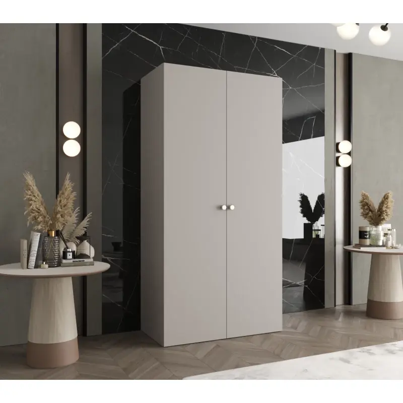 Zlevněný Elegantní šatní skříň CAITIR 1 100 cm - kašmír / stříbrné úchyty