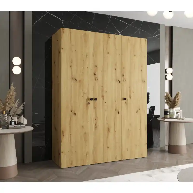 Elegantní šatní skříň CAITIR 1 150 cm - dub artisan / černé úchyty Dokud Zásoby Vydrží