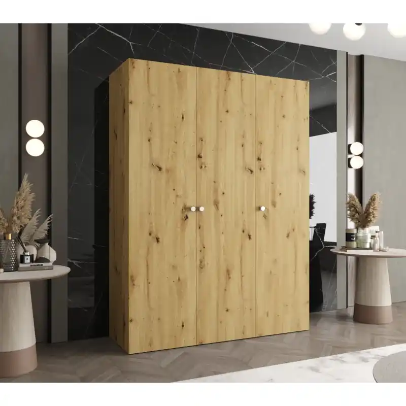 Elegantní šatní skříň CAITIR 1 150 cm - dub artisan / stříbrné úchyty Nakupujte Hned