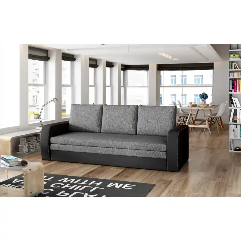Must-Have Rozkládací pohovka s úložným prostorem LYSITHEA - šedá / černá